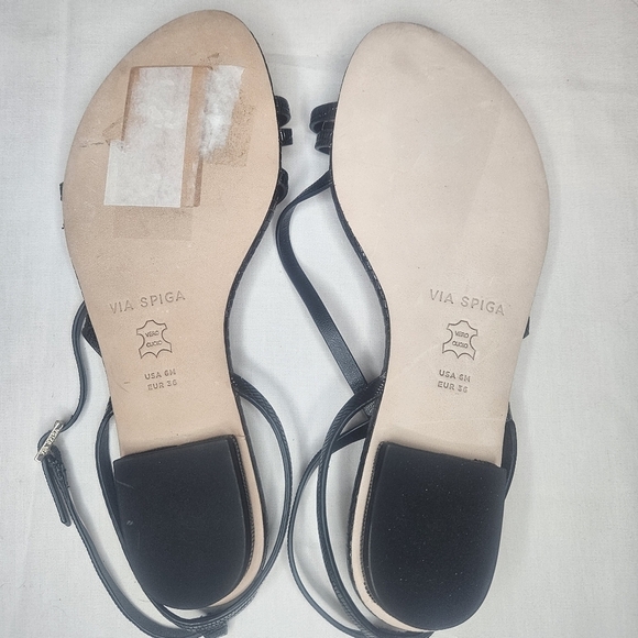 Via Spiga Calandre Black Croc Embossed Leather Mediterranean Sandal Sz 6 NWT - Picture 11 of 12